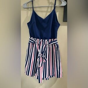 Francesca’s Women's Red and Navy Playsuit-romper Women Small
